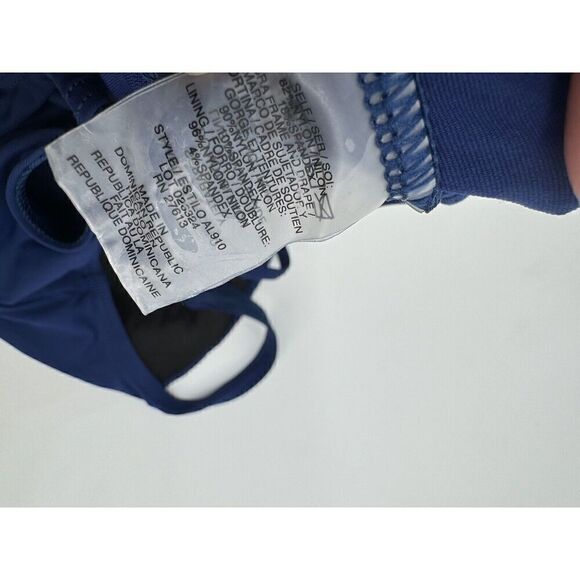 Longitude Swimsuit One Piece Blue Gold Chain Ruched Slimming Full Coverage Sz 8 - Picture 4 of 5